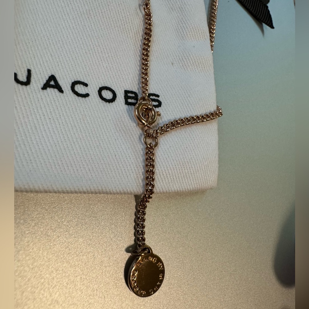 Marc by Marc Jacobs NWT Rose Gold Pendant Bar Tag Chain Long Necklace - Picture 6 of 13